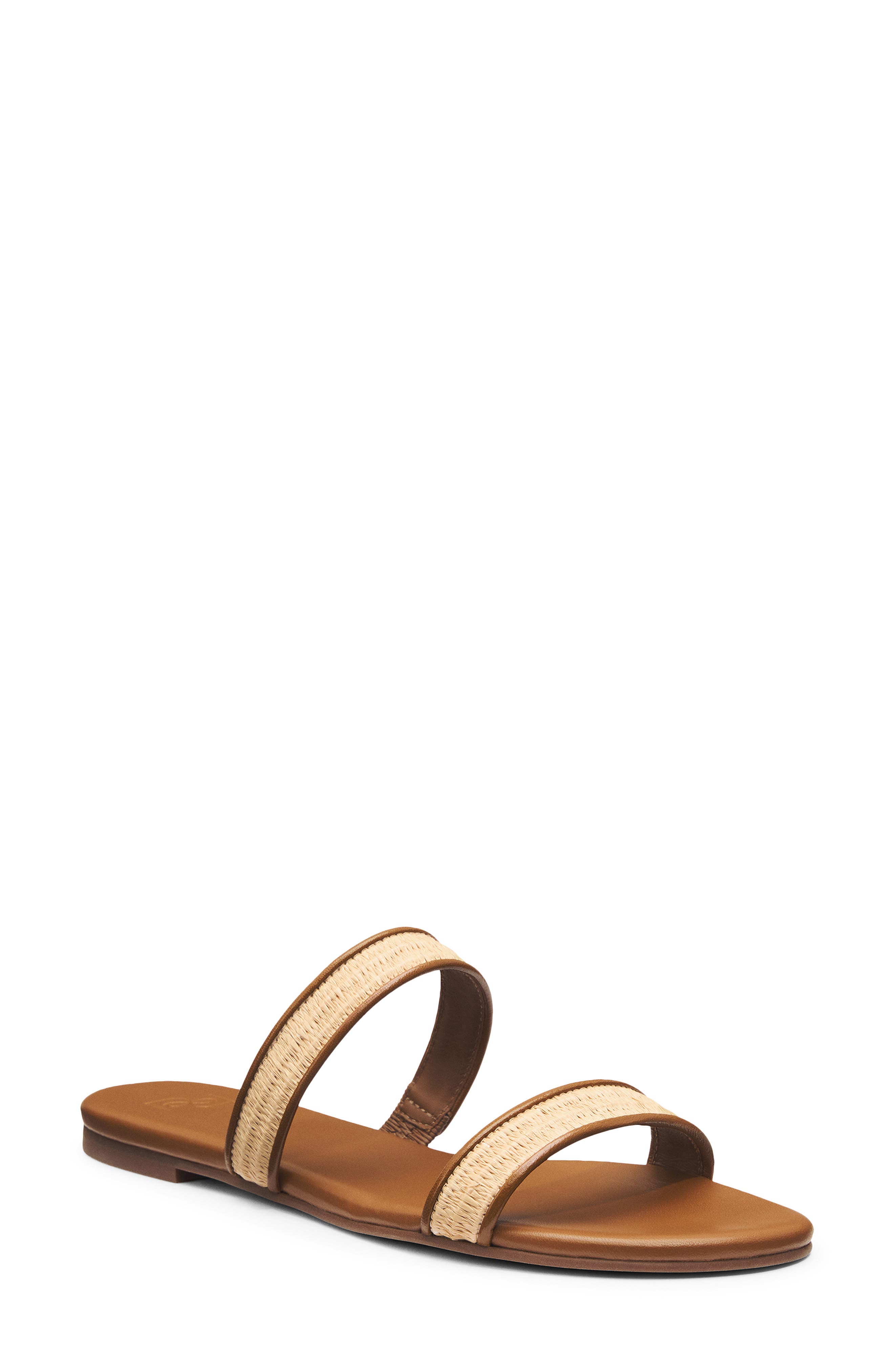 Reformation Lenora Flat Slide Sandal, Main, color, Natural Raffia