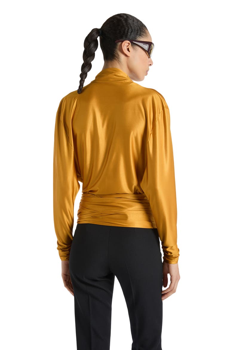 Flowy Jersey Tie-Front Blouse, Alternate, color, orange