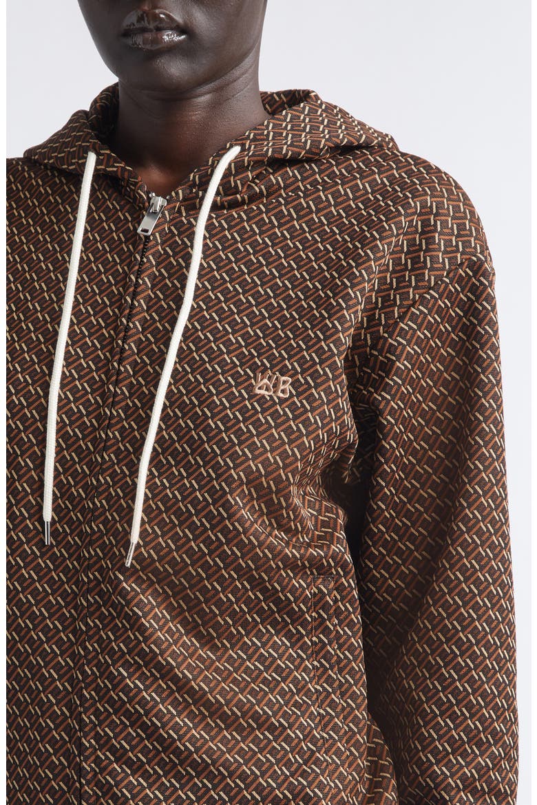 Hooded Jacquard Track Jacket, Alternate, color, BROWN/ CARAMEL/ CAMEL