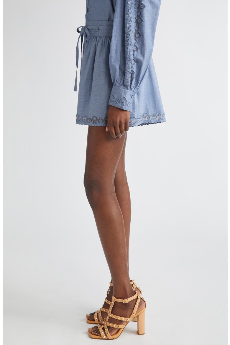 Elowen Tie Waist Chambray Shorts, Alternate, color, CHAMBRAY