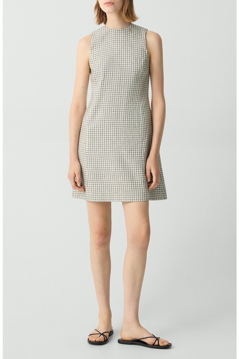 Check Linen Blend Minidress, Main, color, CREAM MULTI