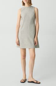 Theory Check Linen Blend Minidress