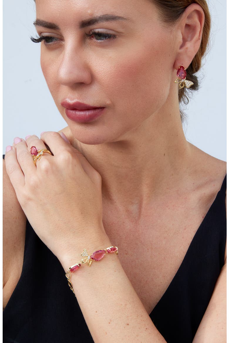 Carved Stone Butterfly Bracelet, Alternate, color, GOLD