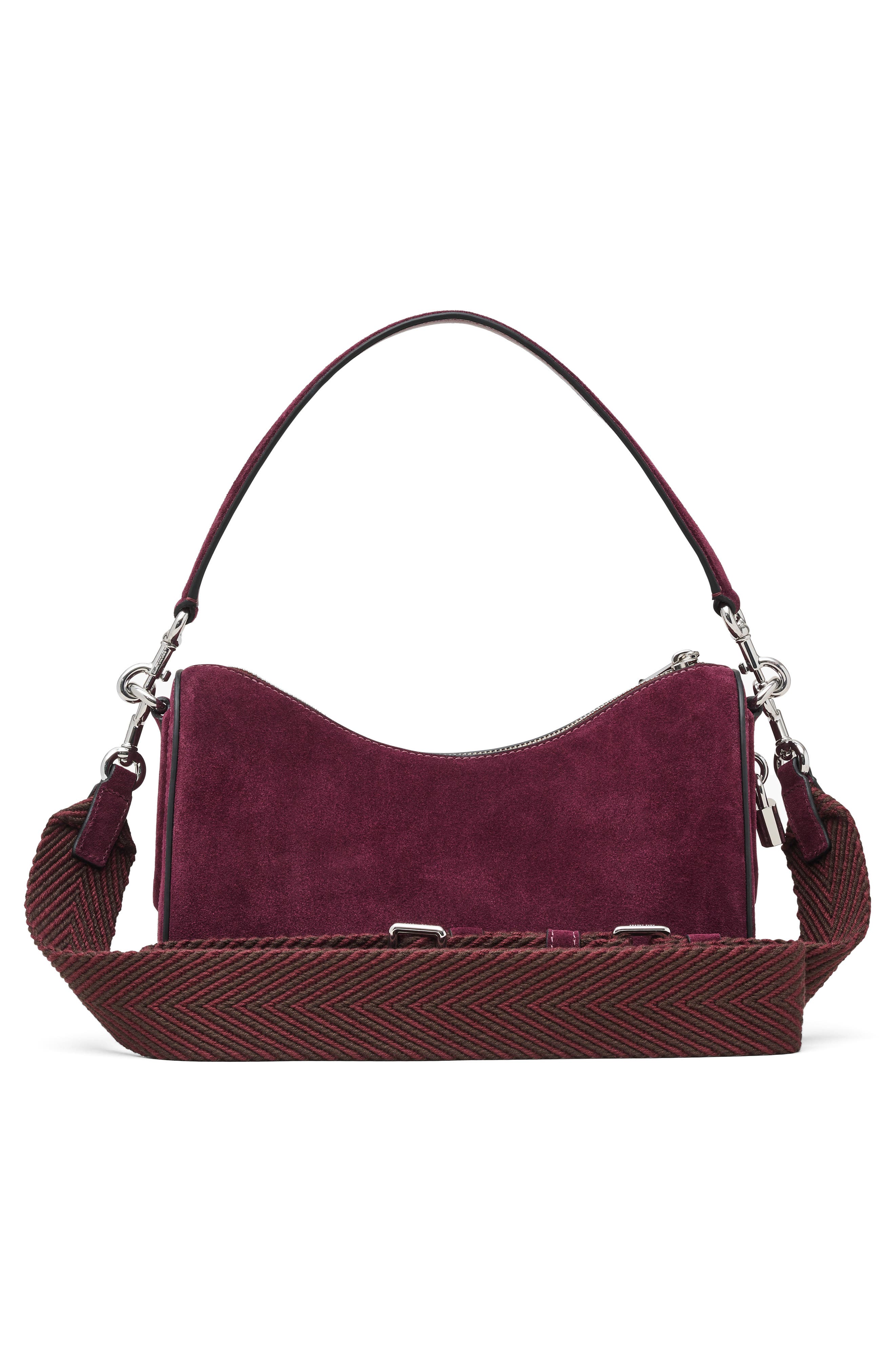 Suede Drifter Small Convertible Shoulder Bag, Alternate, color, DARK PLUM