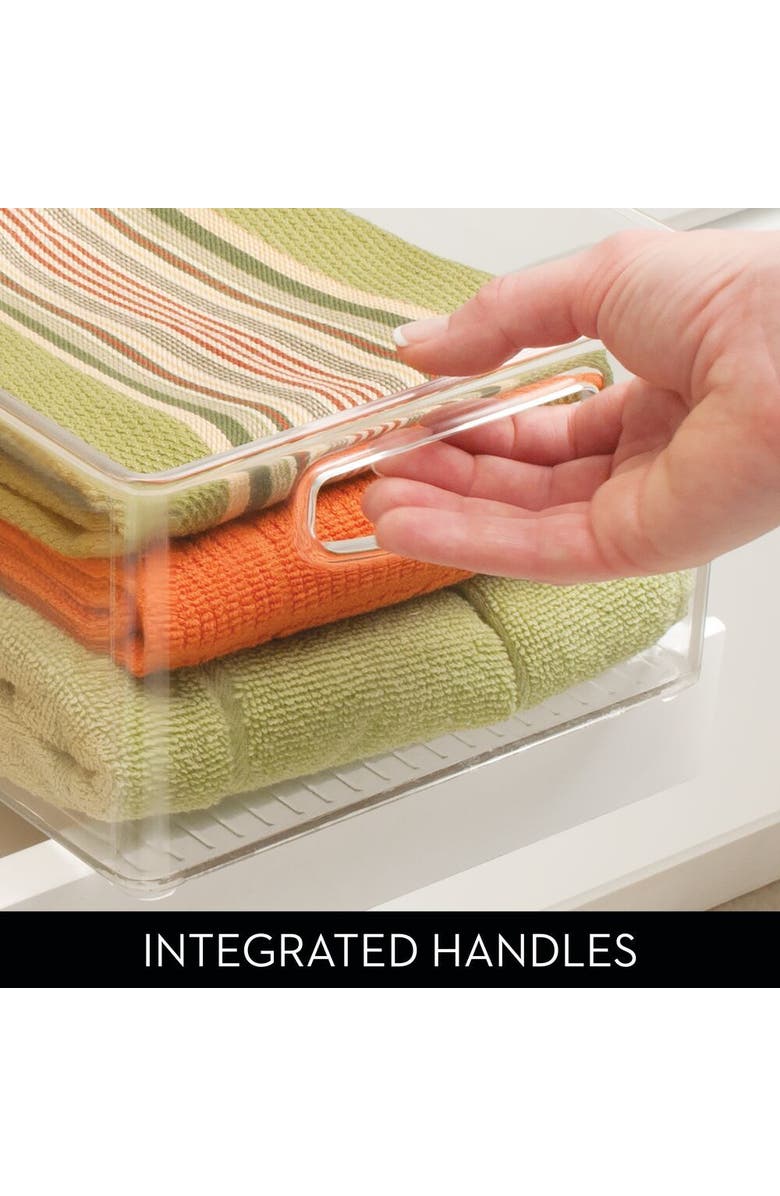 Linus Plastic Stackable Pantry Bin with Handles, Set of 4, Clear, Made in USA, Alternate, color, Set Of 4, Clear