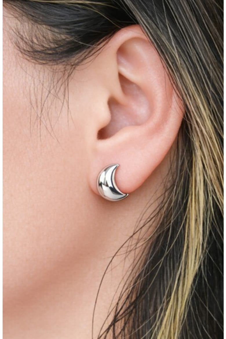 Chubby Huggie Hoop Earrings, Alternate, color, SILVER