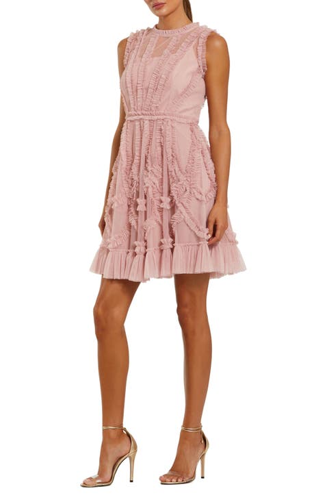 Sleeveless Ruffle High Neck Mini Dress