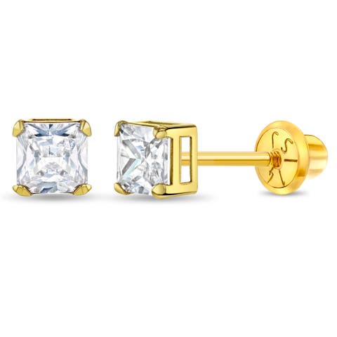 14k Square Prong Set Earrings
