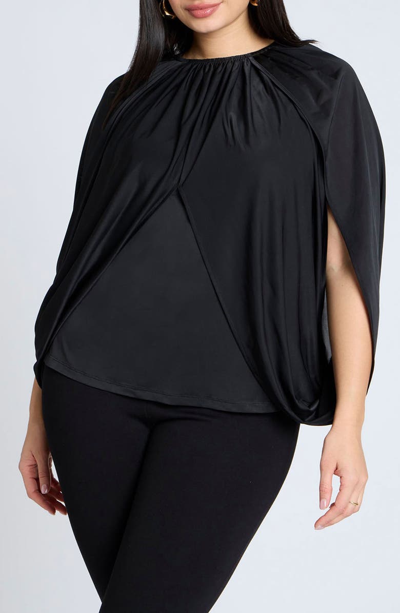 ELOQUII Drape Front Cape Top, Main, color,