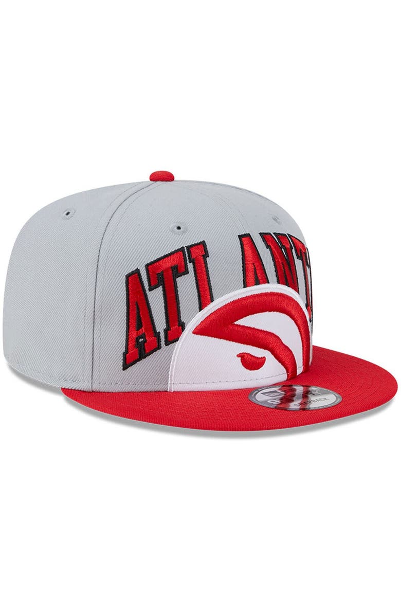 New Era Men's New Era Gray/Red Atlanta Hawks Tip-Off Two-Tone 9FIFTY Snapback Hat, Alternate, color, 