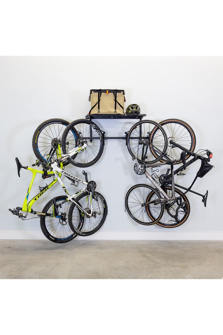 G-Swivel Bike + Shelf - Adjustable Wall Storage System - Holds 4 Bikes, Alternate, color, Black