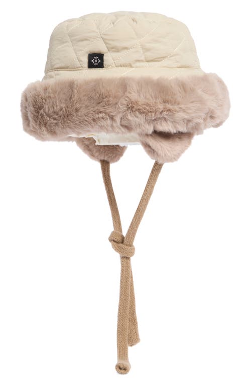 Nanette Lepore Reversible Faux Fur Quilted Bucket Hat In Neutral