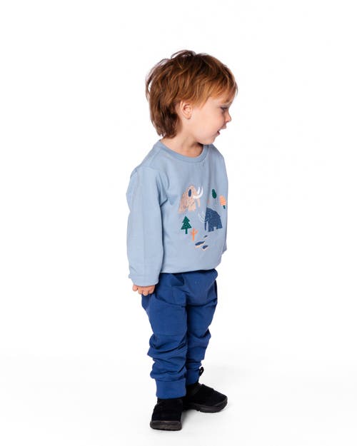 Deux Par Deux Organic Cotton Jersey Two-piece Top And Pant Set In Blue