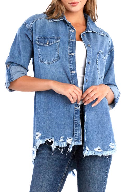 Heart Pocket Denim Button-Up Shirt
