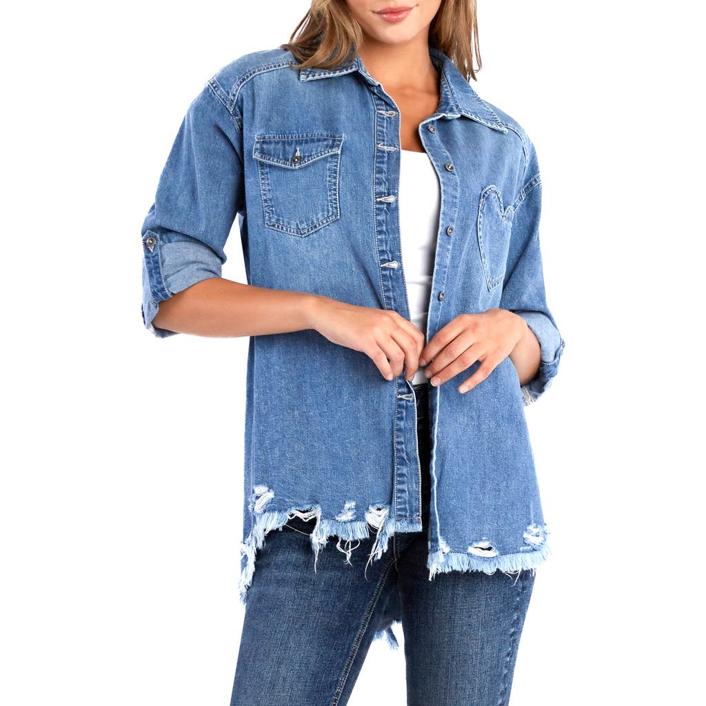 Billy T Heart Pocket Denim Button-up Shirt In Vintage Denim