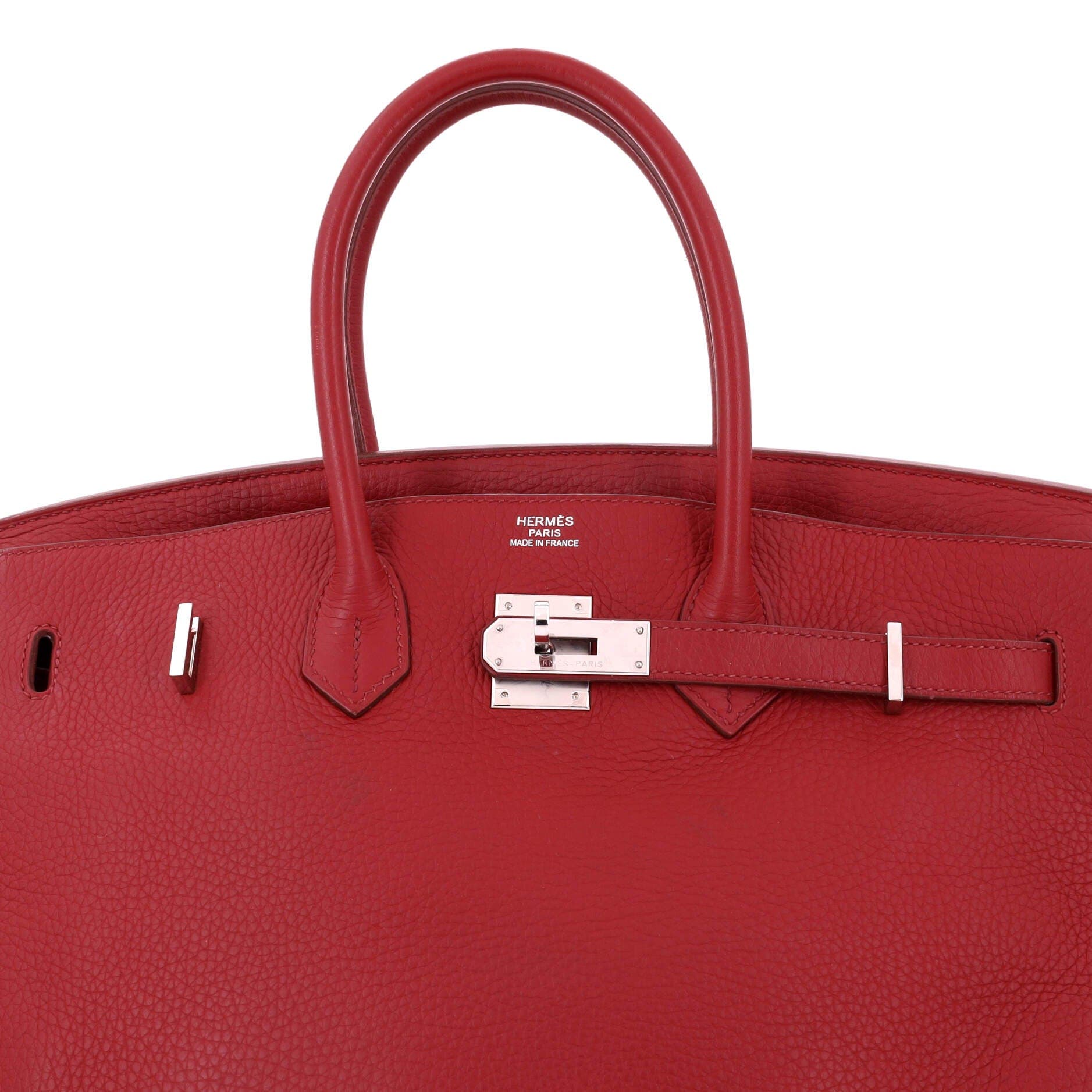Pre-Owned Hermes Birkin Handbag Red Clemence with Palladium Hardware 35, Alternate, color, Rouge Garance