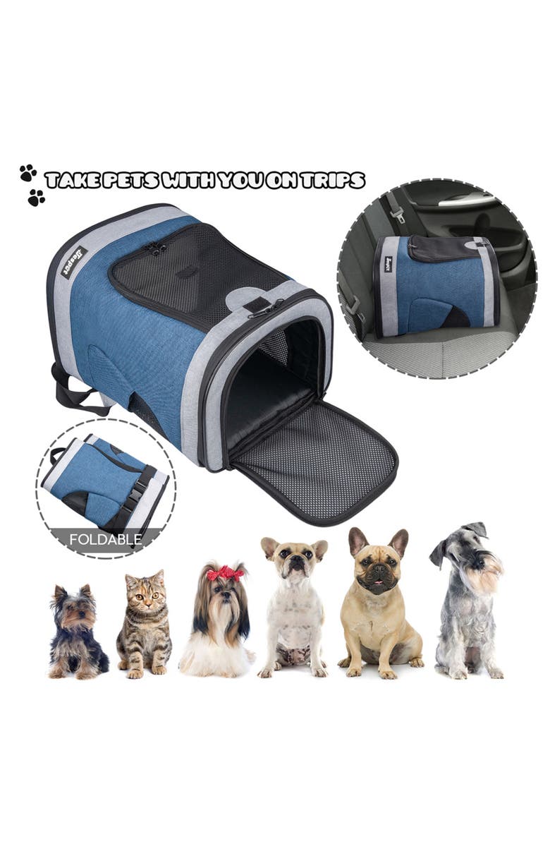 JESPET Pet Soft Backpack Carrier 13", Alternate, color, Blue