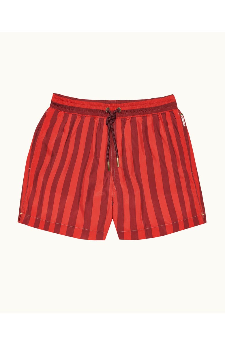 Orlebar Brown Jack Shorter Length Bold Stripe Swim Shorts, Main, color, Vermillion/Dark Red Stripe