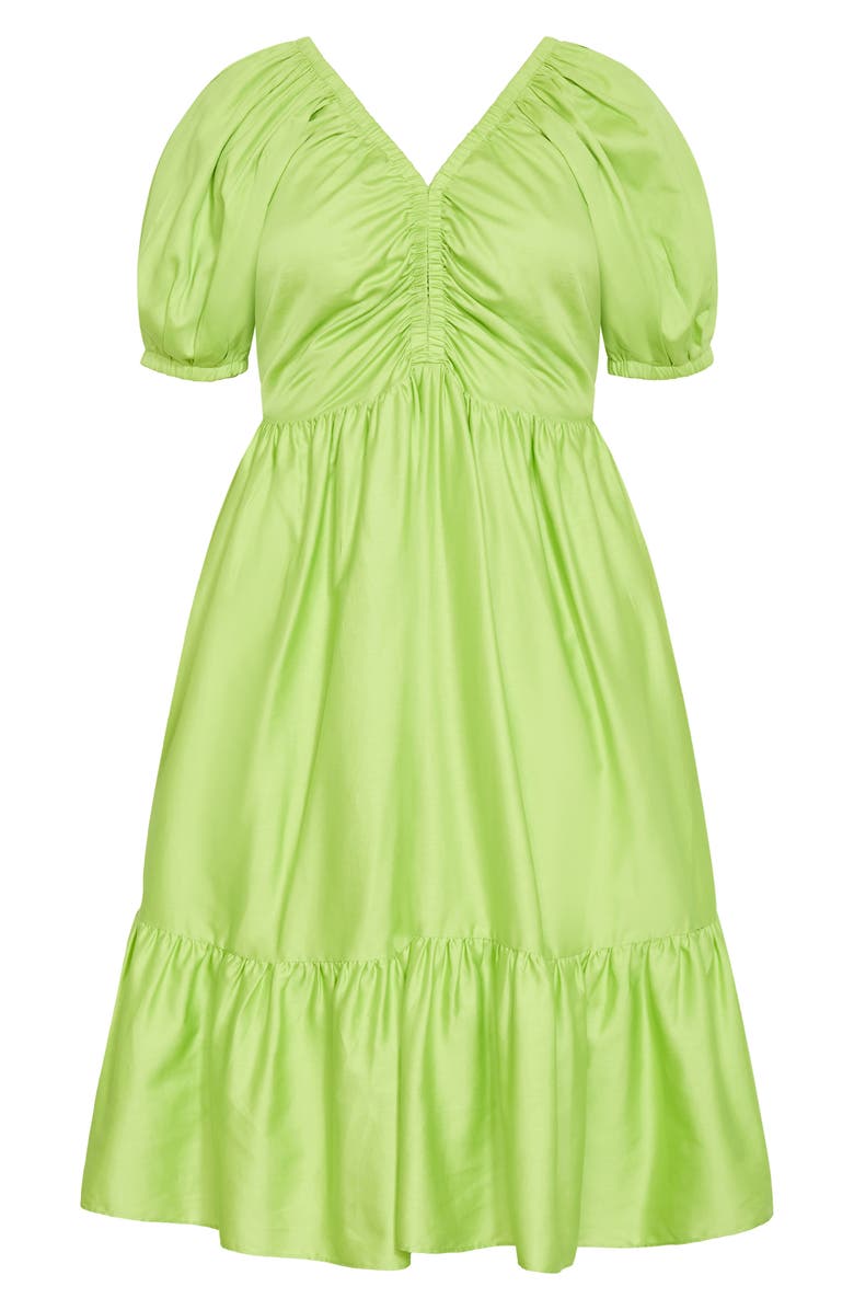 City Chic Grace Puff Sleeve Midi Dress, Alternate, color, Pistachio