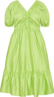 City Chic Grace Puff Sleeve Midi Dress