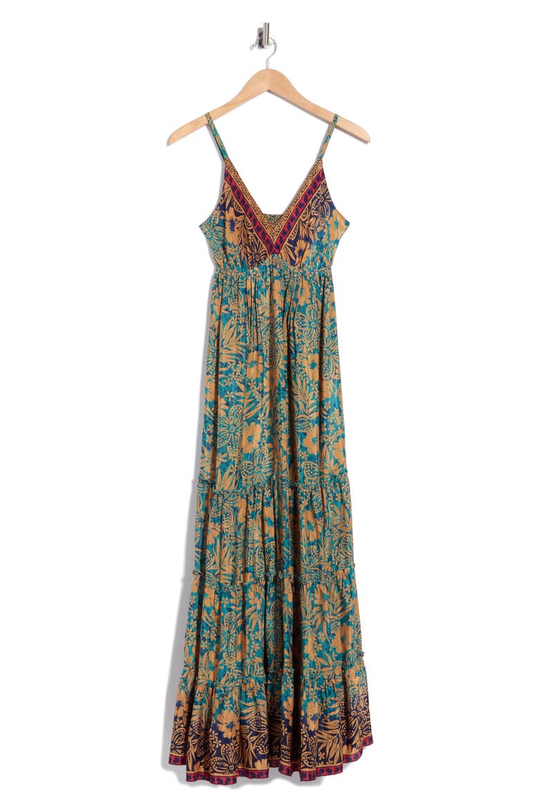 Tiered Maxi Dress, Alternate, color, BLUE/ GOLD