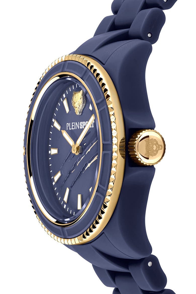 The Scratch Silicone Strap Watch, 38mm, Alternate, color, BLUE