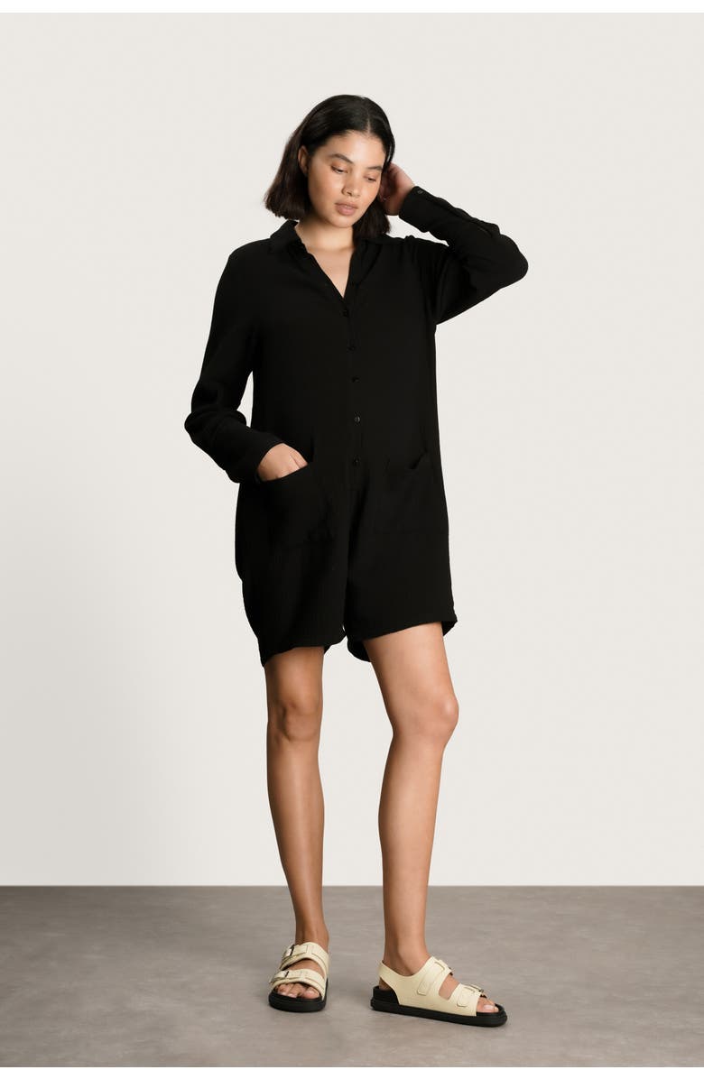 Nom Maternity Juniper Maternity & Nursing Cotton Romper, Main, color, Washed Black