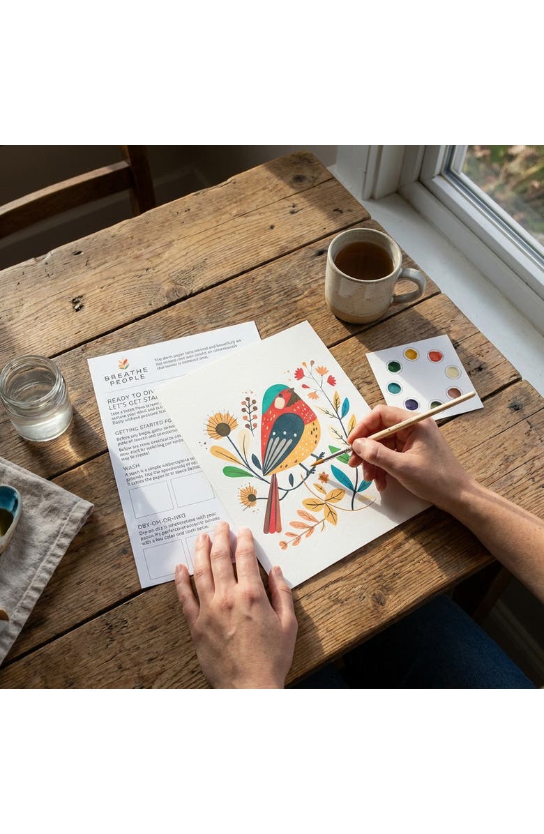 Breathe People All In One Watercolor Kits, Alternate, color, White Bird Garden