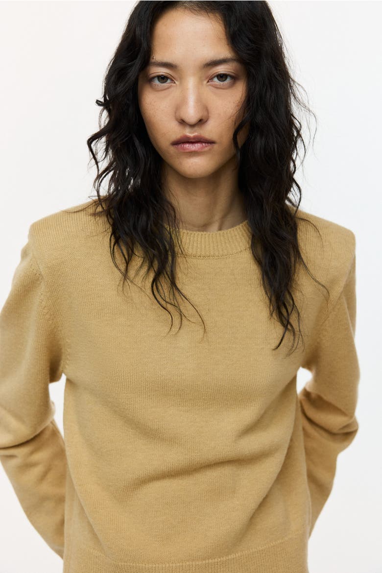 Shoulder-pad Sweater, Alternate, color, Beige