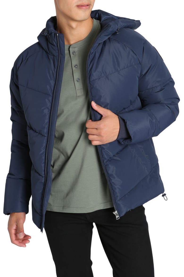 Quilted Hooded Puffer Jacket, Main, color, NAVY