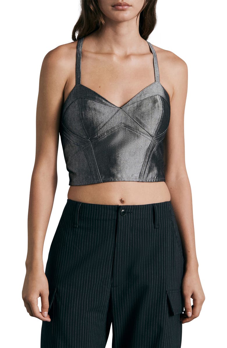 rag & bone Theresa Shine Corset Crop Tank, Main, color, 