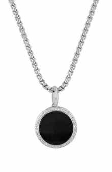 EFFY Onyx & White Sapphire Pendant Necklace