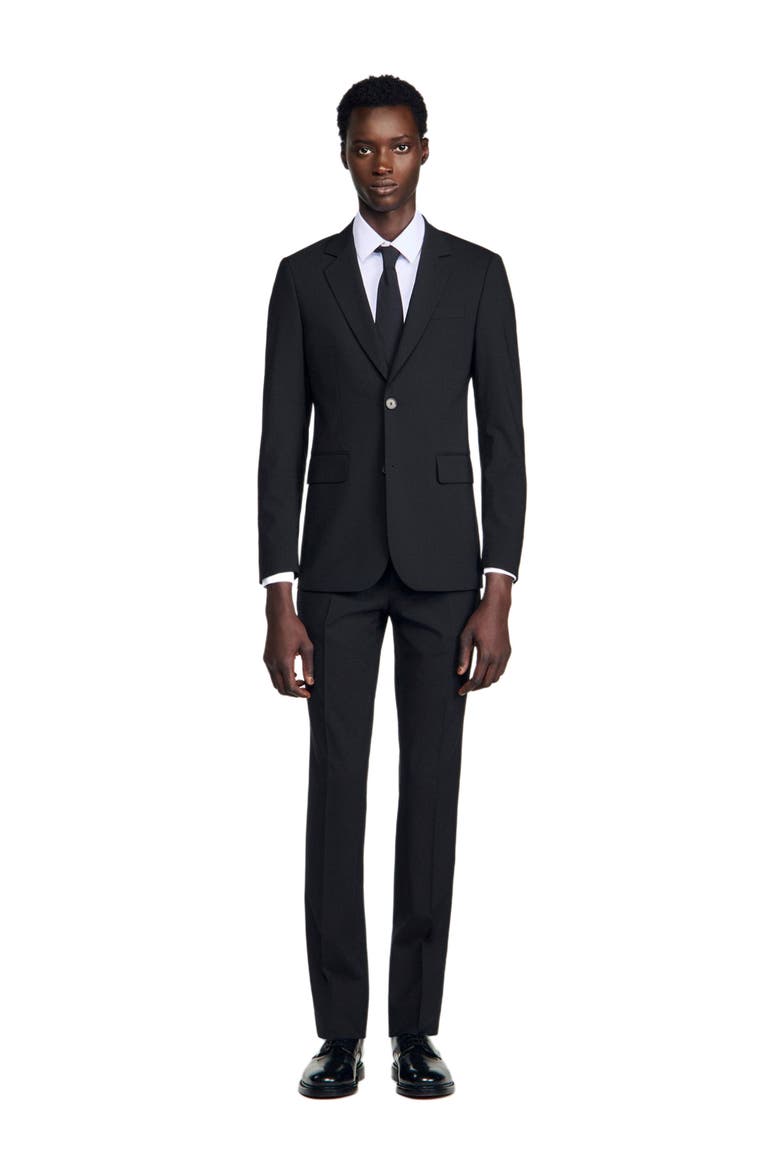 Virgin wool suit jacket, Alternate, color, Black
