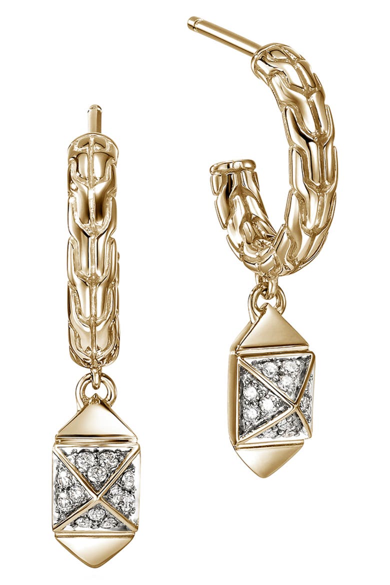 Icon Stud Diamond Hoop Earrings, Main, color, GOLD