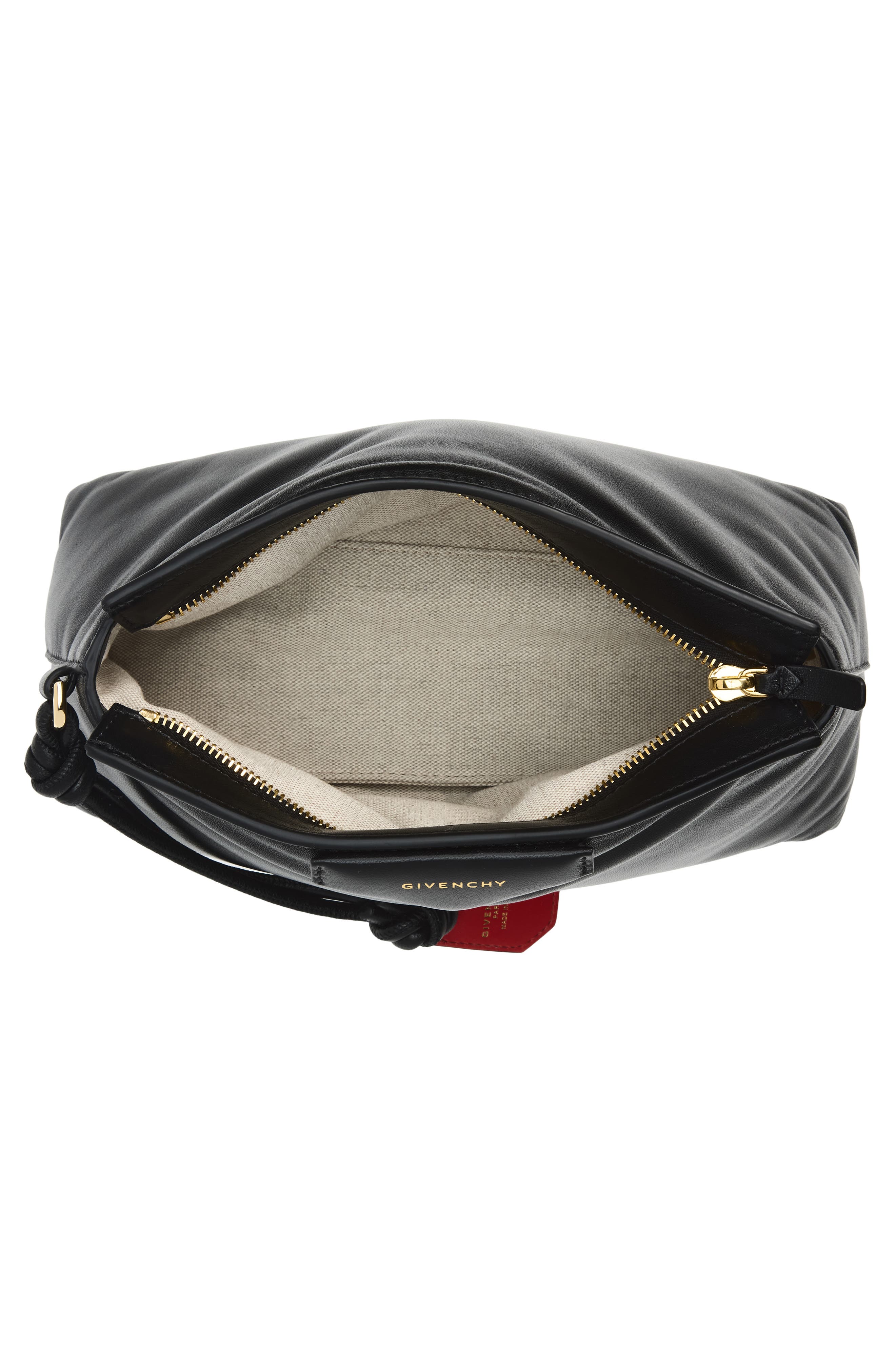 Antigona Bomber Leather Pouch, Alternate, color, BLACK