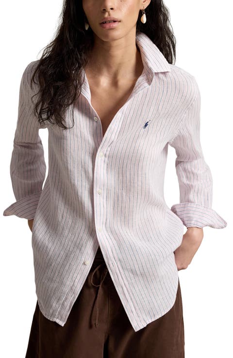 Stripe Linen Button-Up Shirt