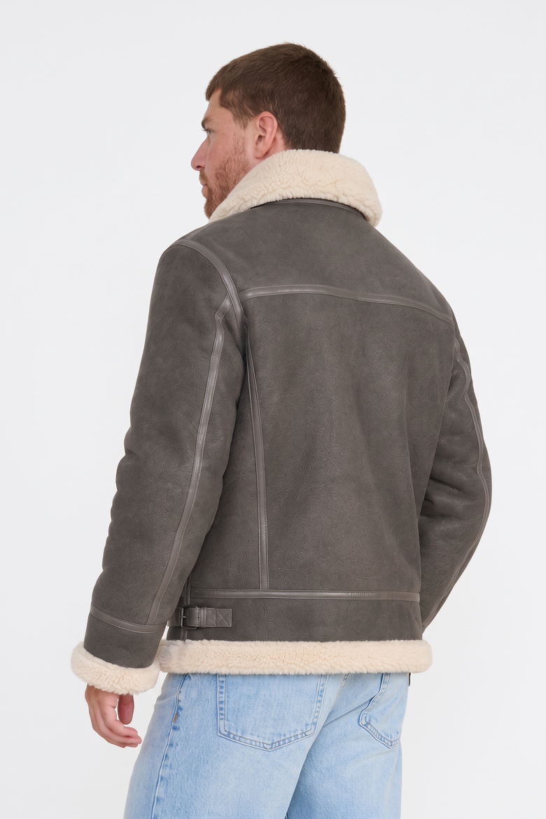 Frederick Shearling Aviator Jacket, Alternate, color, Dark Gray
