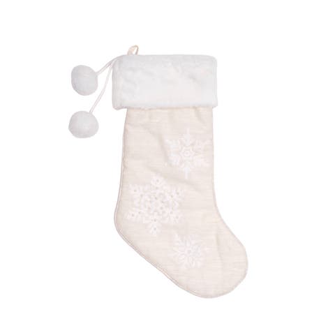 White Christmas Snowflake Hanging Christmas Stocking 20"