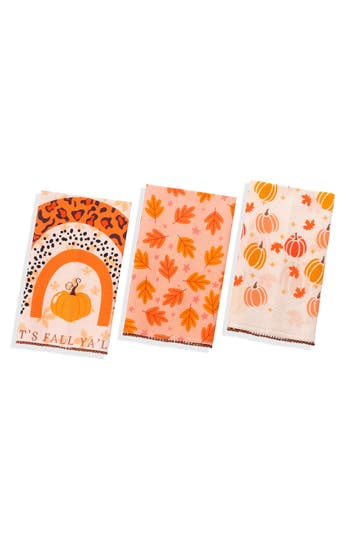 Tiramisu 3-piece Kitchen Towel Set In Orange