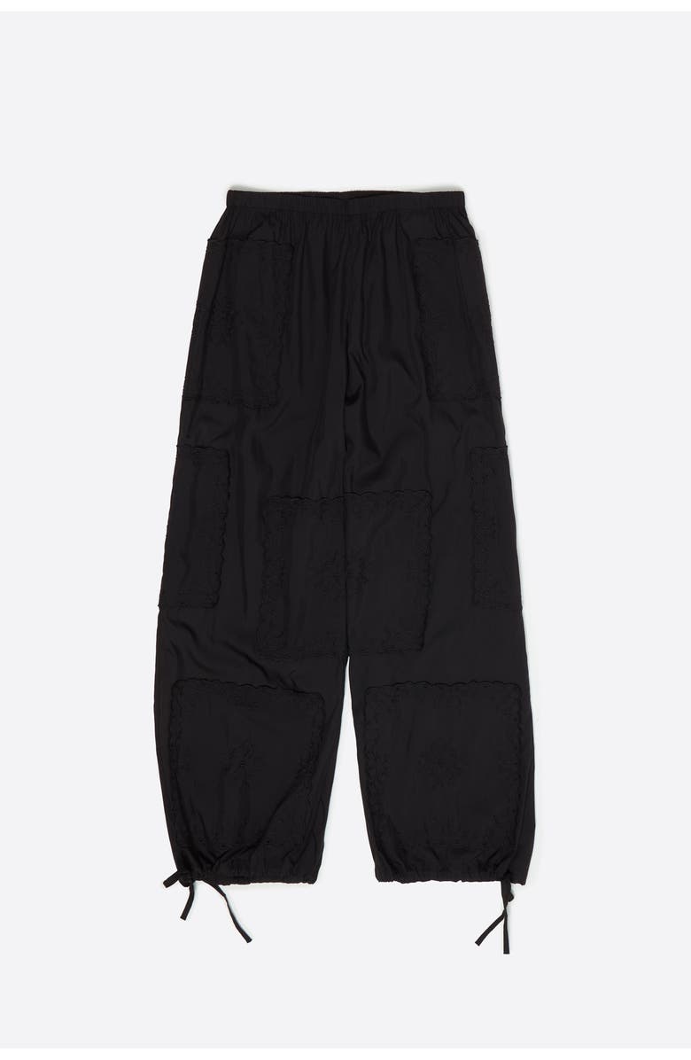 Bimba y Lola Scarf-Embroidered Patchwork Trousers, Alternate, color, Black