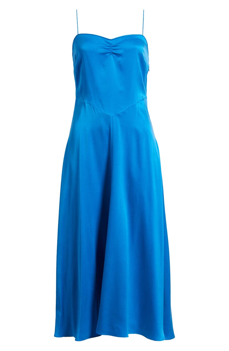 DÔEN Lorraine Silk Satin Midi Dress, Alternate, color, Blue Tourmaline