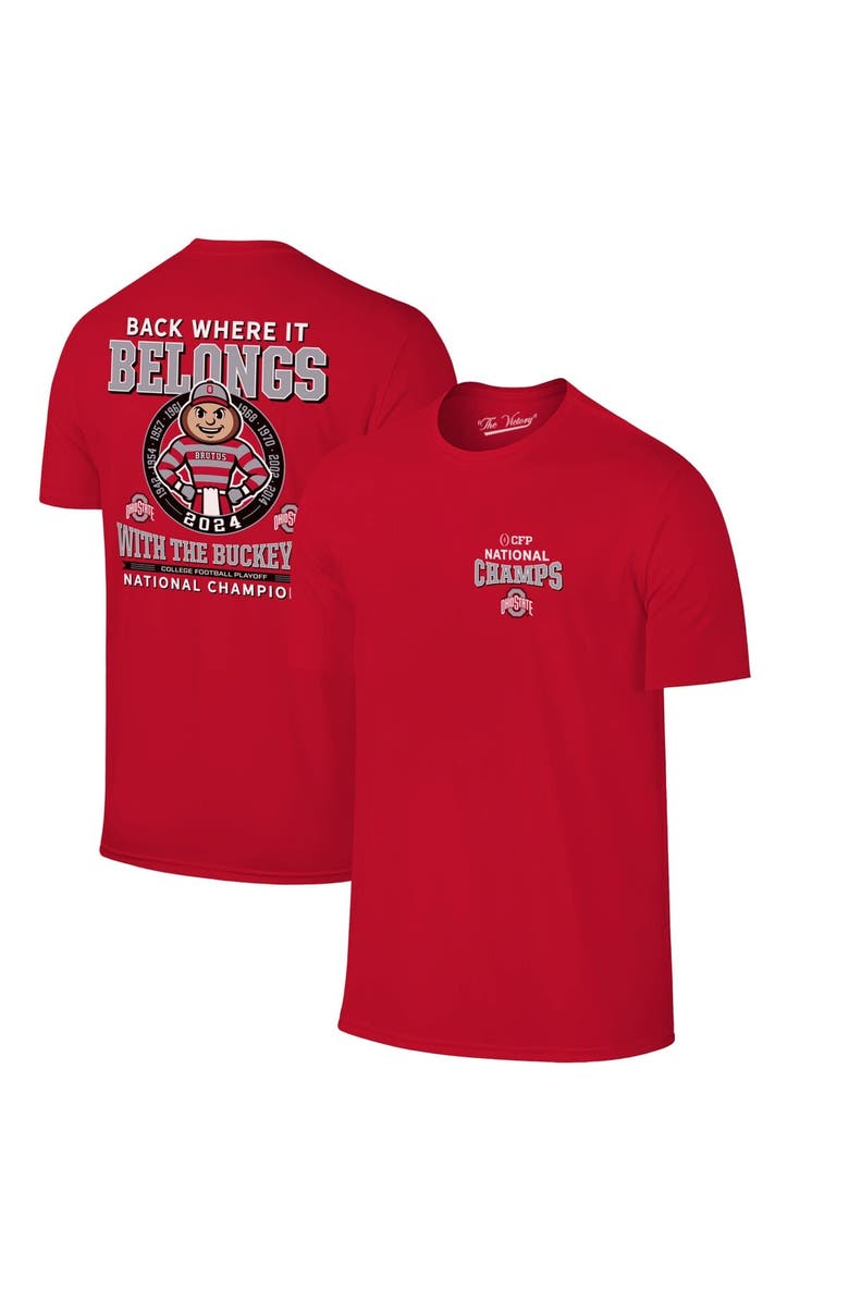 VICTORY LABEL Men's  Scarlet Ohio State Buckeyes College Football Playoff 2024 National Champions Mascot T-Shirt, Main, color, 