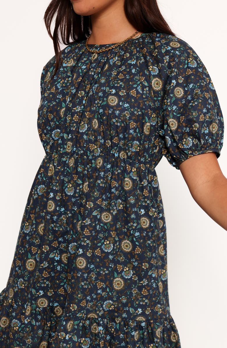 Petal & Pup Tasmin Floral Short Sleeve Cotton Dress, Alternate, color, Blue Floral