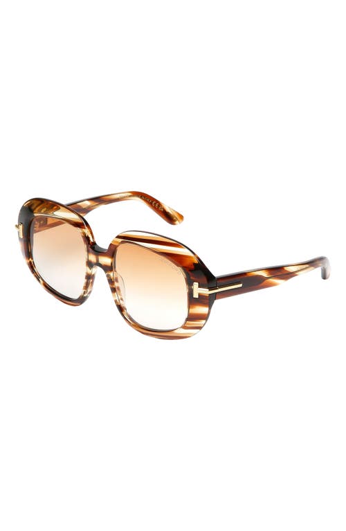 Tom Ford Icon 53mm Gradient Round Sunglasses In Brown Yellow/grad Amber