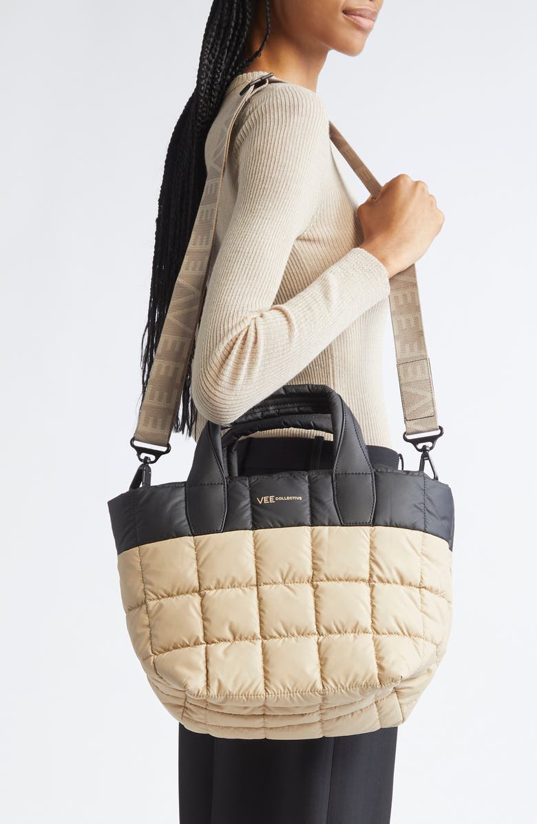 VeeCollective Small Porter Colorblock Recycled Nylon Tote, Alternate, color, Black/ Desert Multi