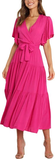 Barker Flutter Sleeve Tiered Dress