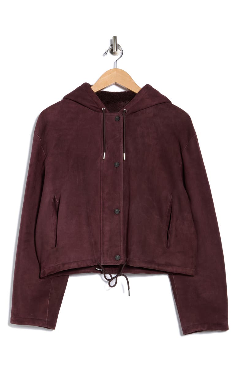 Theory Crop Genuine Shearling Jacket, Alternate, color, Malbec