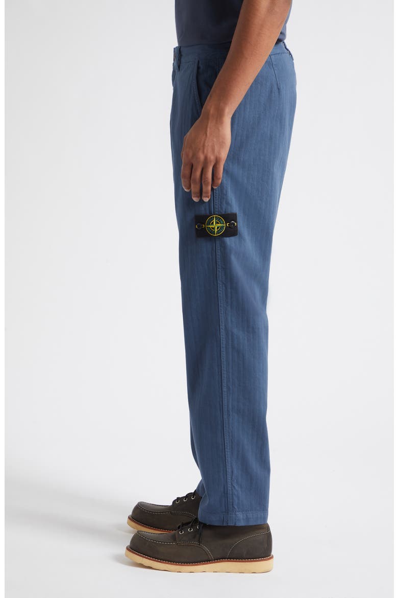 Straight Leg Herringbone Cotton Pants, Alternate, color, SLATE BLUE
