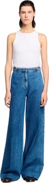 SANDRO Mid-rise wide leg jeans
