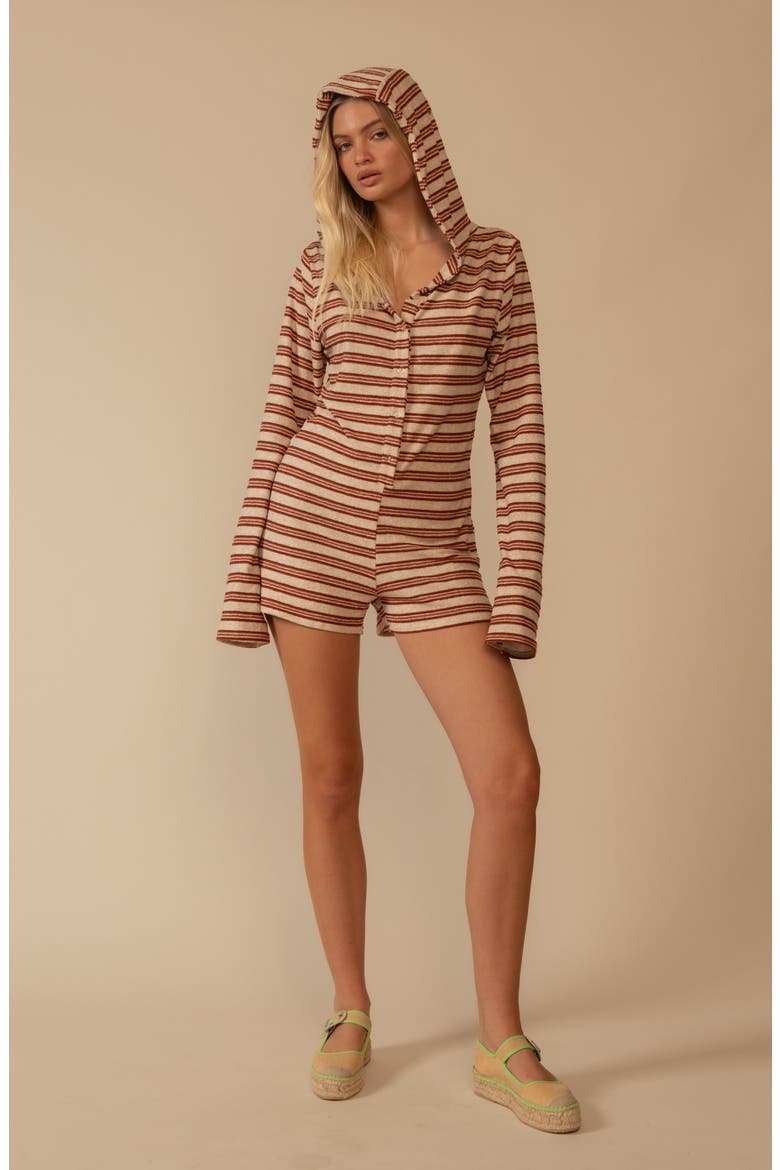 Joan Stripe Hooded Long Sleeve Cover-Up Romper, Alternate, color, JOAN STRIPE